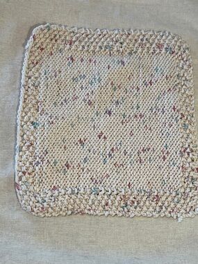 Hand Crafted Cream Speckled Knit Dishcloth
